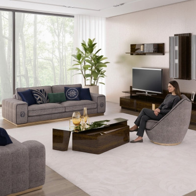 Living room sofa set complete 5-piece sofas couches modern armchair with coffee table