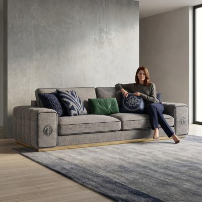Modern gray sofa couch luxury furniture living room decor upholstery furniture
