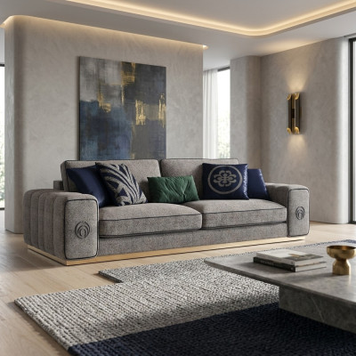 Modern gray sofa couch luxury furniture living room decor upholstery furniture