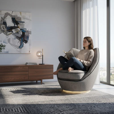 Luxury Gray Armchair Upholstery Textile Living Room Upholstered Furniture Modern Interior Design