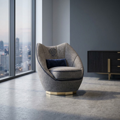 Luxury Gray Armchair Upholstery Textile Living Room Upholstered Furniture Modern Interior Design