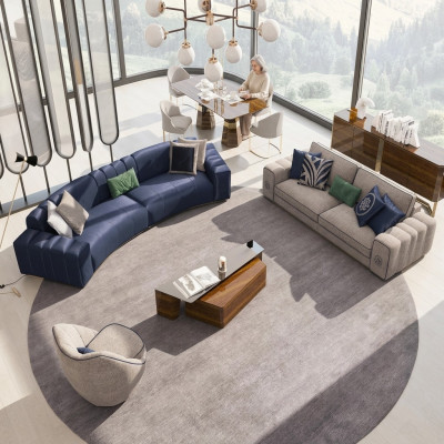 Living room set 4-piece luxury furniture wooden coffee table modern sofa set upholstered furniture