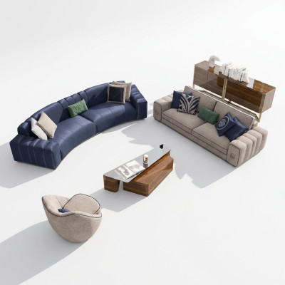 Living room set 4-piece luxury furniture wooden coffee table modern sofa set upholstered furniture