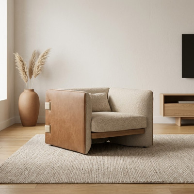 Luxury modern armchair upholstered furniture living room textile upholstered armchair