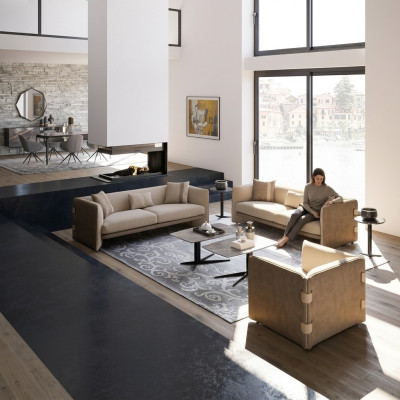 Luxury Living Room Suite 7-Piece Upholstered Furniture Three-Seater Sofas Fabric Armchair New