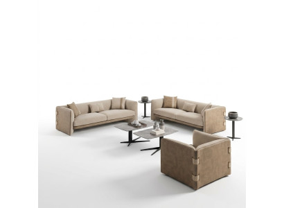 Luxury Living Room Suite 7-Piece Upholstered Furniture Three-Seater Sofas Fabric Armchair New