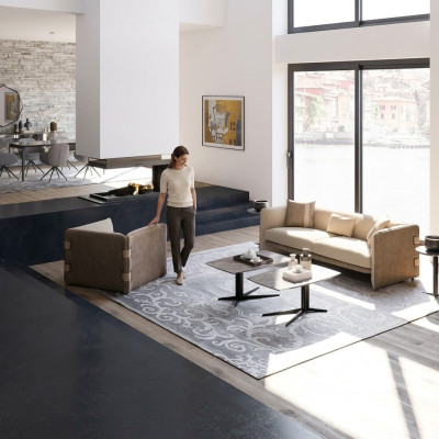 Living room complete 6-piece 2x coffee table luxury upholstered furniture beige sofa couch new