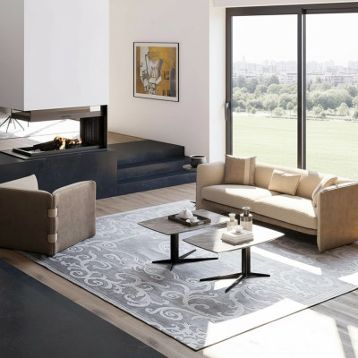 Living room complete 6-piece 2x coffee table luxury upholstered furniture beige sofa couch new