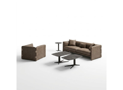 Living room complete 6-piece 2x coffee table luxury upholstered furniture beige sofa couch new