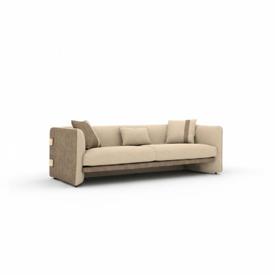 Beige luxury upholstered furniture modern design three-seater sofa living room decor