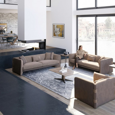 Design luxury living room 6-piece furniture set upholstered furniture three-seater sofas
