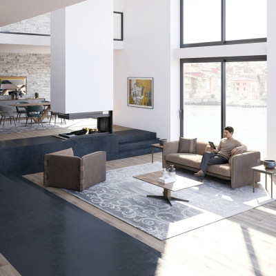 Living room complete sofa three-seater upholstered furniture armchair design coffee table