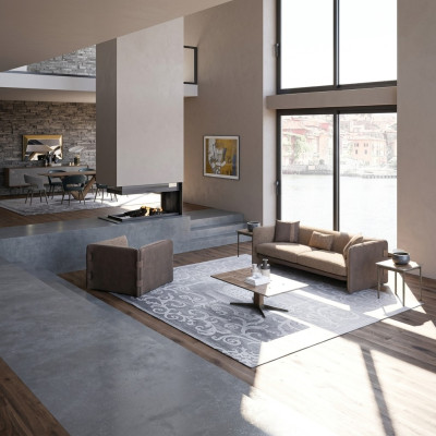 Living room complete sofa three-seater upholstered furniture armchair design coffee table
