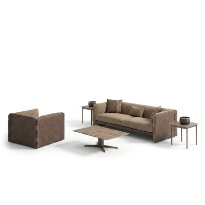 Living room complete sofa three-seater upholstered furniture armchair design coffee table