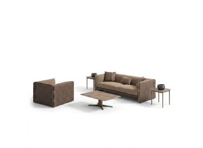 Living room complete sofa three-seater upholstered furniture armchair design coffee table