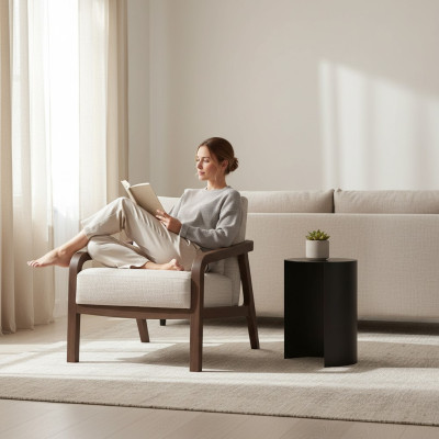 Living room armchair wood upholstery textile furnishings upholstered furniture design