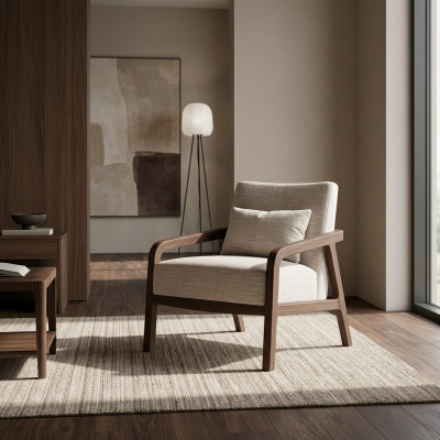 Living room armchair wood upholstery textile furnishings upholstered furniture design