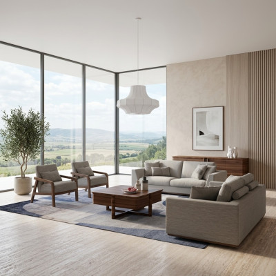 Design Sofa Set 3-piece Two-seater Sofa Couch Upholstered Furniture 2x Armchairs Living Room