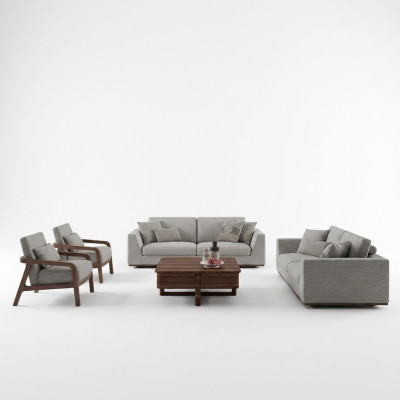 Design Sofa Set 3-piece Two-seater Sofa Couch Upholstered Furniture 2x Armchairs Living Room