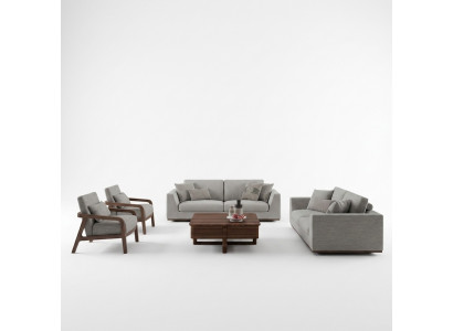 Design Sofa Set 3-piece Two-seater Sofa Couch Upholstered Furniture 2x Armchairs Living Room