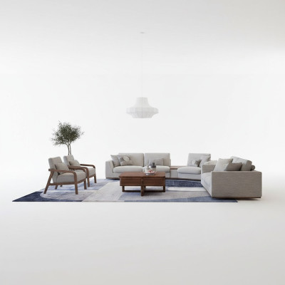 Living room set 4-piece, two-seater with three-seater sofa upholstery fabric, 2x armchairs, new