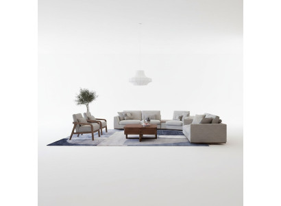 Living room set 4-piece, two-seater with three-seater sofa upholstery fabric, 2x armchairs, new