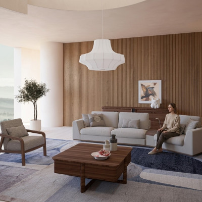 Upholstered furniture sofa couch three-seater living room design armchair wood textile
