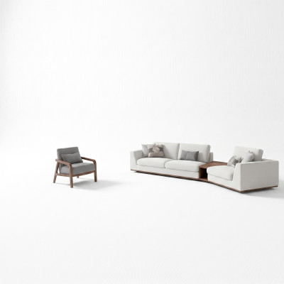 Upholstered furniture sofa couch three-seater living room design armchair wood textile