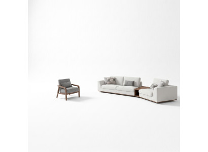 Upholstered furniture sofa couch three-seater living room design armchair wood textile