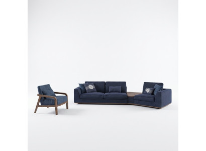 Blue sofa set three-seater sofas living room armchair modern design fabric