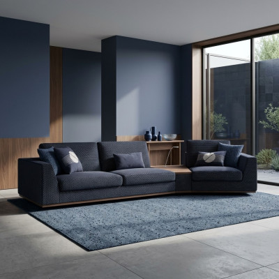 Modern blue three-seater sofa stylish couch design furniture living room new