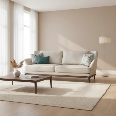 Living room modern three-seater white sofa couch design furniture upholstered furniture