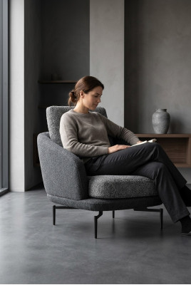 Gray Armchair Luxury Upholstered Furniture Living Room Design Textile Upholstered Armchair New