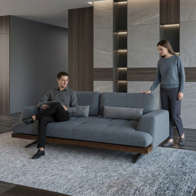 Design grey sofa three-seater couch living room design modern furnishings