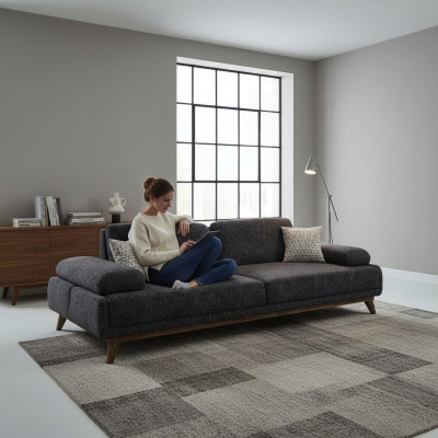 Sofa two-seater upholstered furniture seat couch upholstery fabric living room couches gray