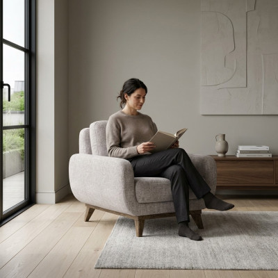 Luxury Drau Armchair Living Room Upholstered Furniture Upholstery Fabric Textile Furnishing New