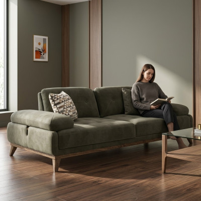 Gray sofa, two-seater upholstered furniture, luxury living room upholstery fabric