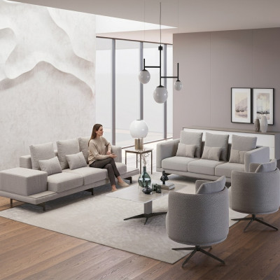 Complete Set 6-piece 2x Sofa Three-seater New 2x Armchair Luxury Living Room Coffee Table