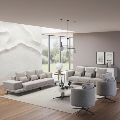 Complete Set 6-piece 2x Sofa Three-seater New 2x Armchair Luxury Living Room Coffee Table