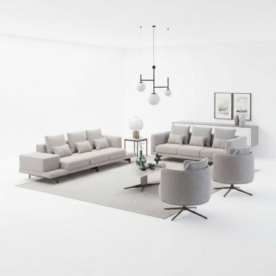 Complete Set 6-piece 2x Sofa Three-seater New 2x Armchair Luxury Living Room Coffee Table