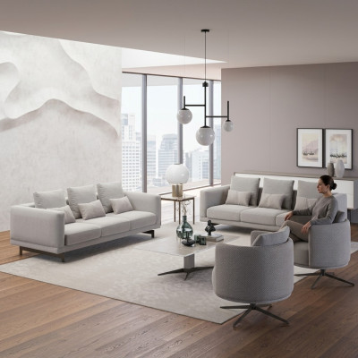 Upholstered Furniture Complete 2x Sofa Three-Seater Couch Living Room Armchair Upholstery Fabric