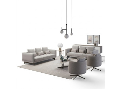 Upholstered Furniture Complete 2x Sofa Three-Seater Couch Living Room Armchair Upholstery Fabric