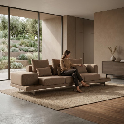 Sofa Couch Three-seater Living Room Upholstered Sofas Design Upholstered Furniture Fabric New