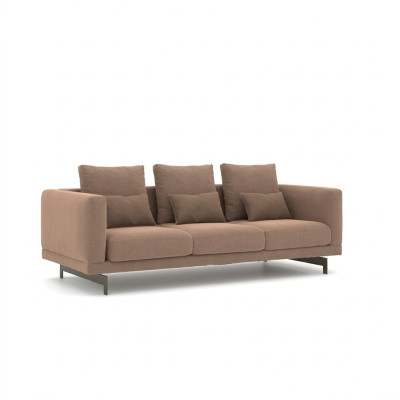 Living room brown three-seater sofa luxury upholstered furniture design textile