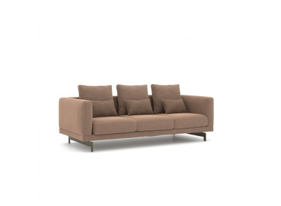 Living room brown three-seater sofa luxury upholstered furniture design textile