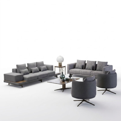 Design sofa set 2x sofa three-seater set armchair couch modern luxury new upholstery
