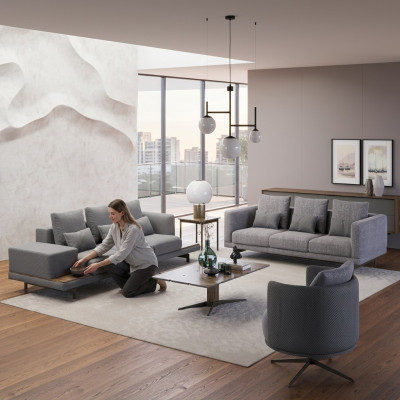 Living Room Sofa Set Modern Furniture 2x Sofa Three-Seater Upholstered Armchair
