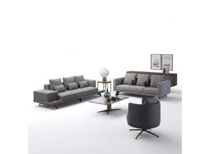 Living Room Sofa Set Modern Furniture 2x Sofa Three-Seater Upholstered Armchair