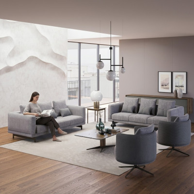 Modern furniture living room set 6 pcs 2x sofas suite luxury 2x armchairs coffee table