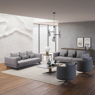 Modern furniture living room set 6 pcs 2x sofas suite luxury 2x armchairs coffee table
